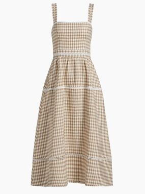 Reformation Everett Gingham Linen Midi-Dress- USA 6